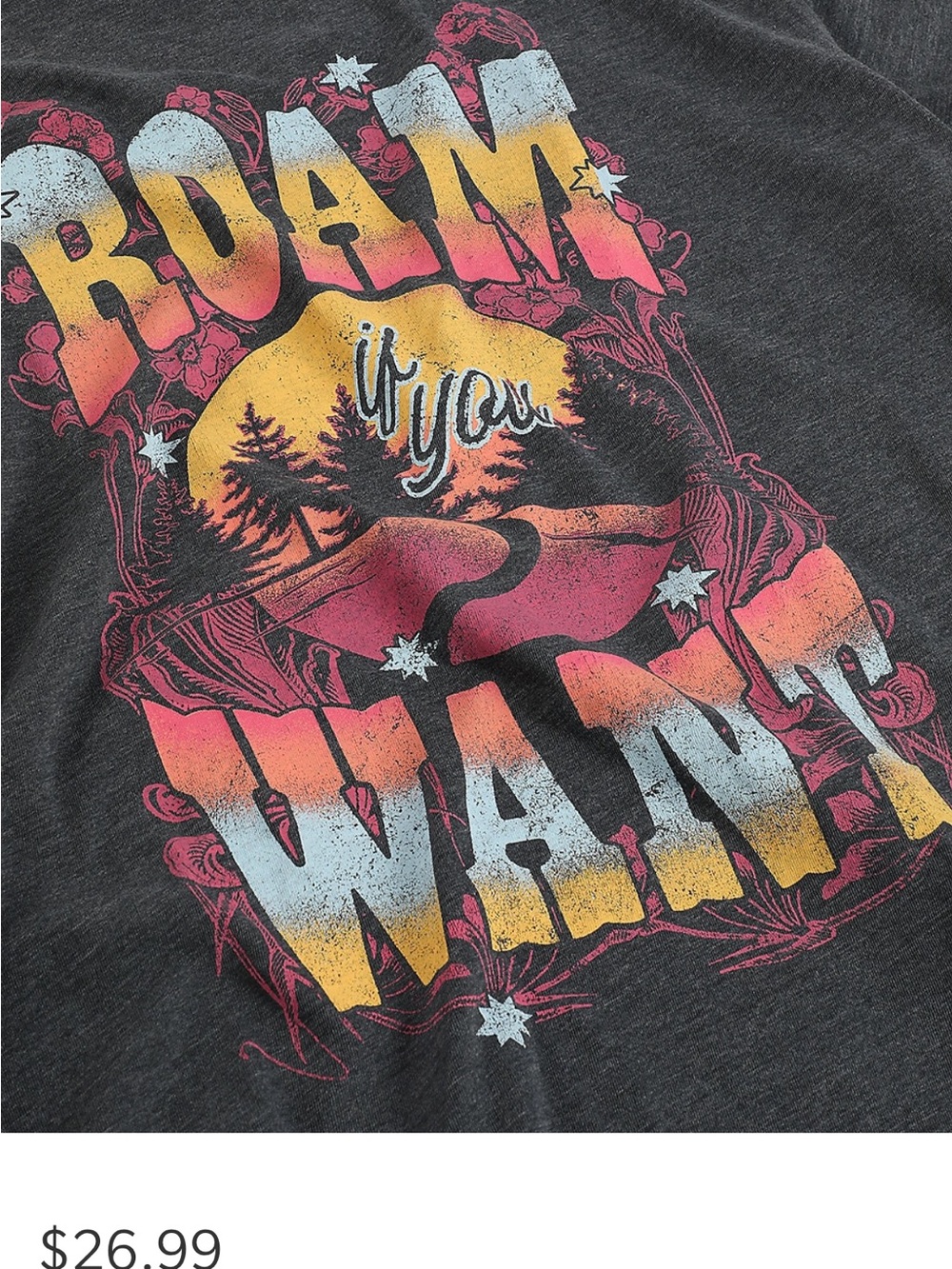 NWT Maurices Charcoal Graphic Tee with Sunset Ombre Print SZ L, XL,XXL AVAIL.